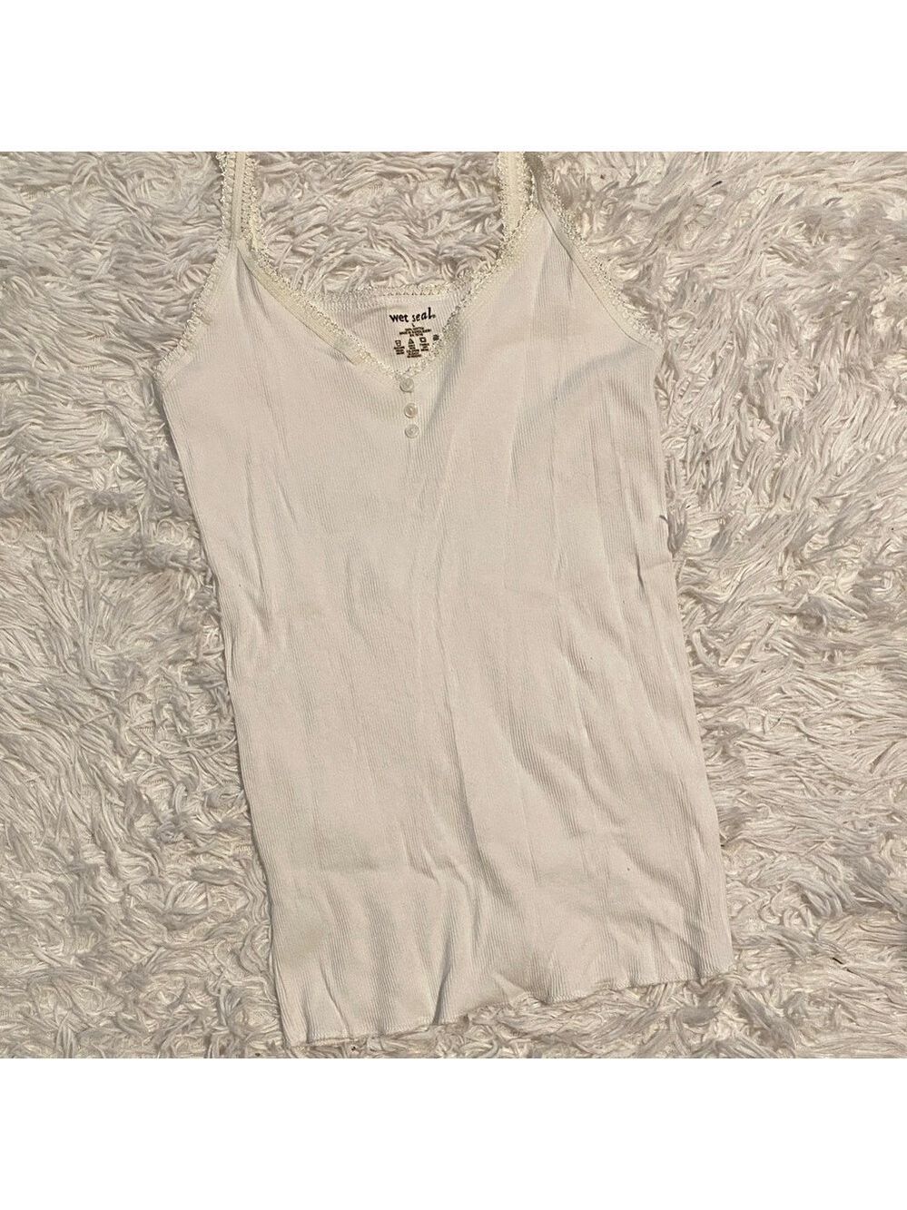 Wet Seal Ivory Camisole with Lace Accents